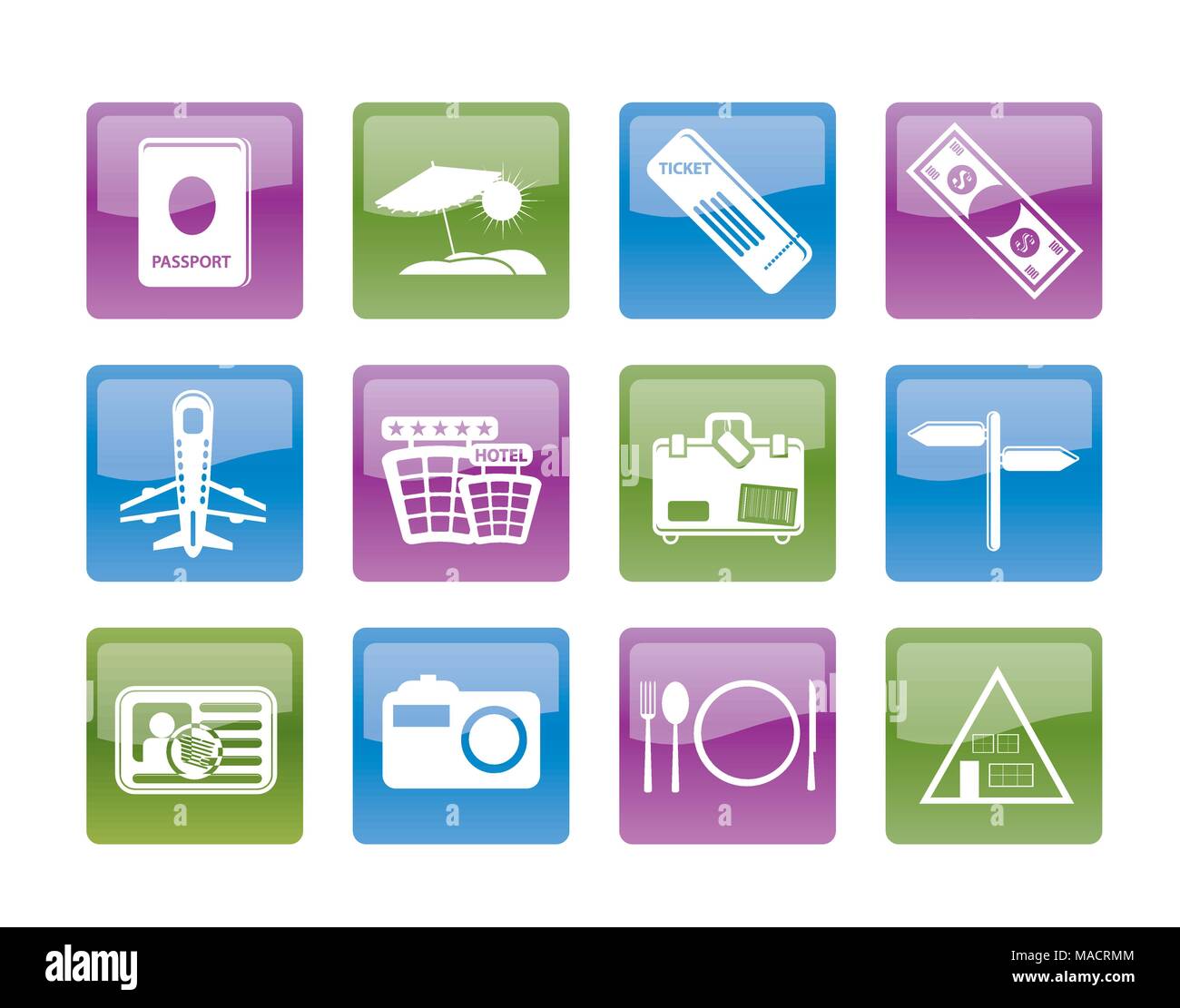 Einfache Reisen und Reise Symbole - Vektor Icon Set Stock Vektor