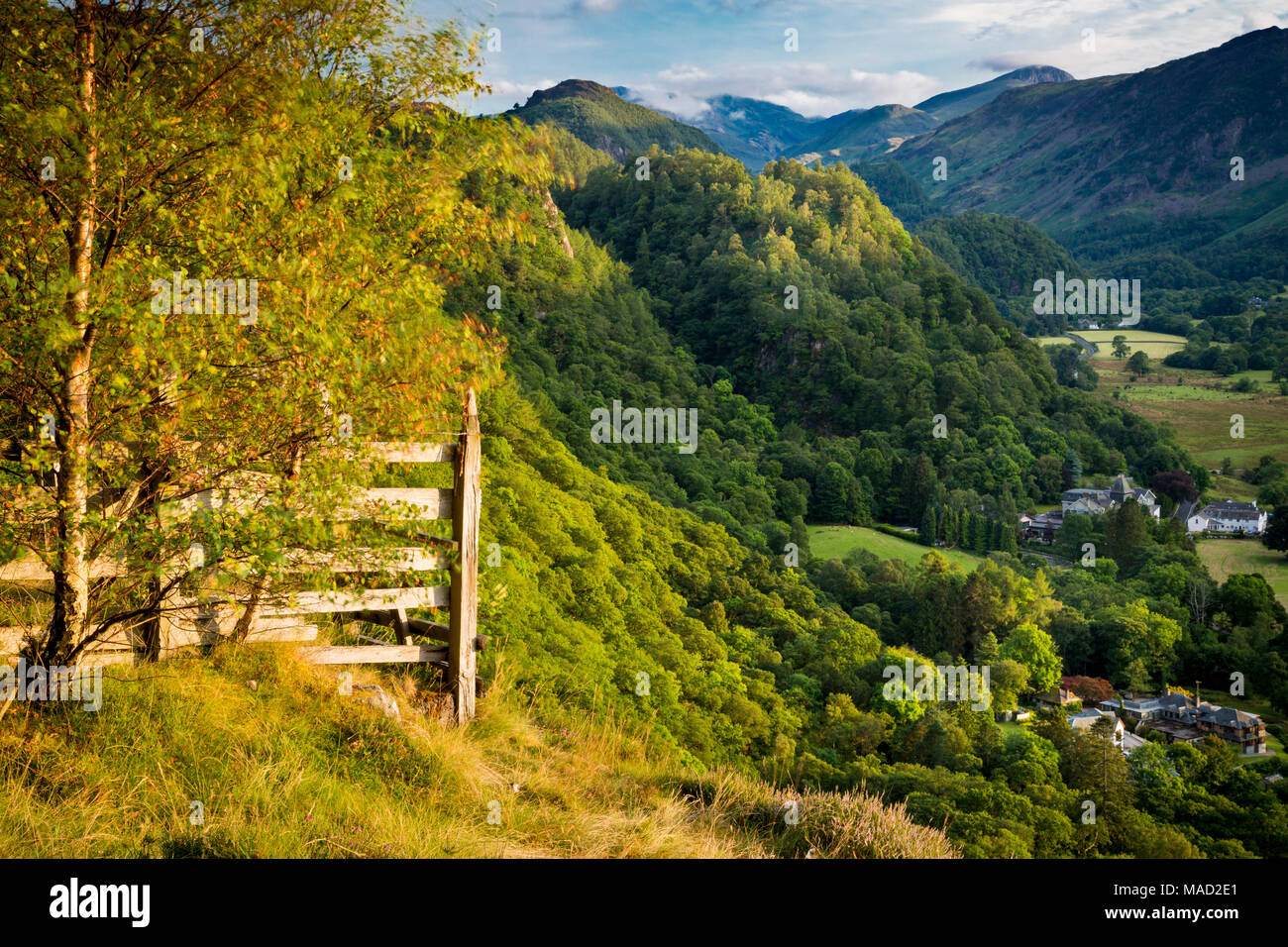 Mit Blick auf Tal Borrowdale, Derwentwater, Lake District, Cumbria, England Stockfoto