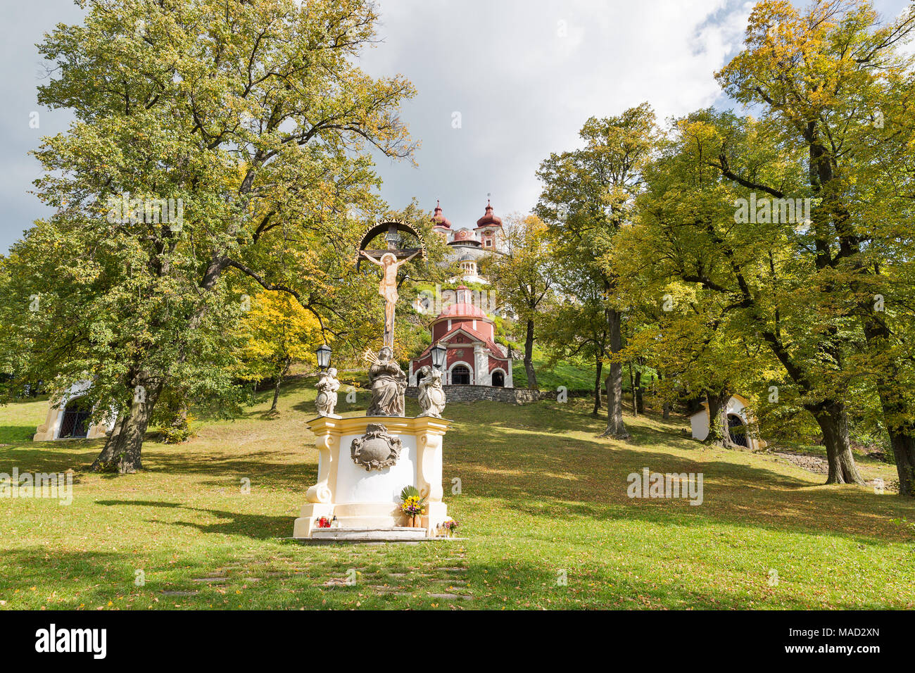 Barocke Kalvarienberg in Banska Stiavnica, Slowakei. Es war 1744 - 1751. Stockfoto