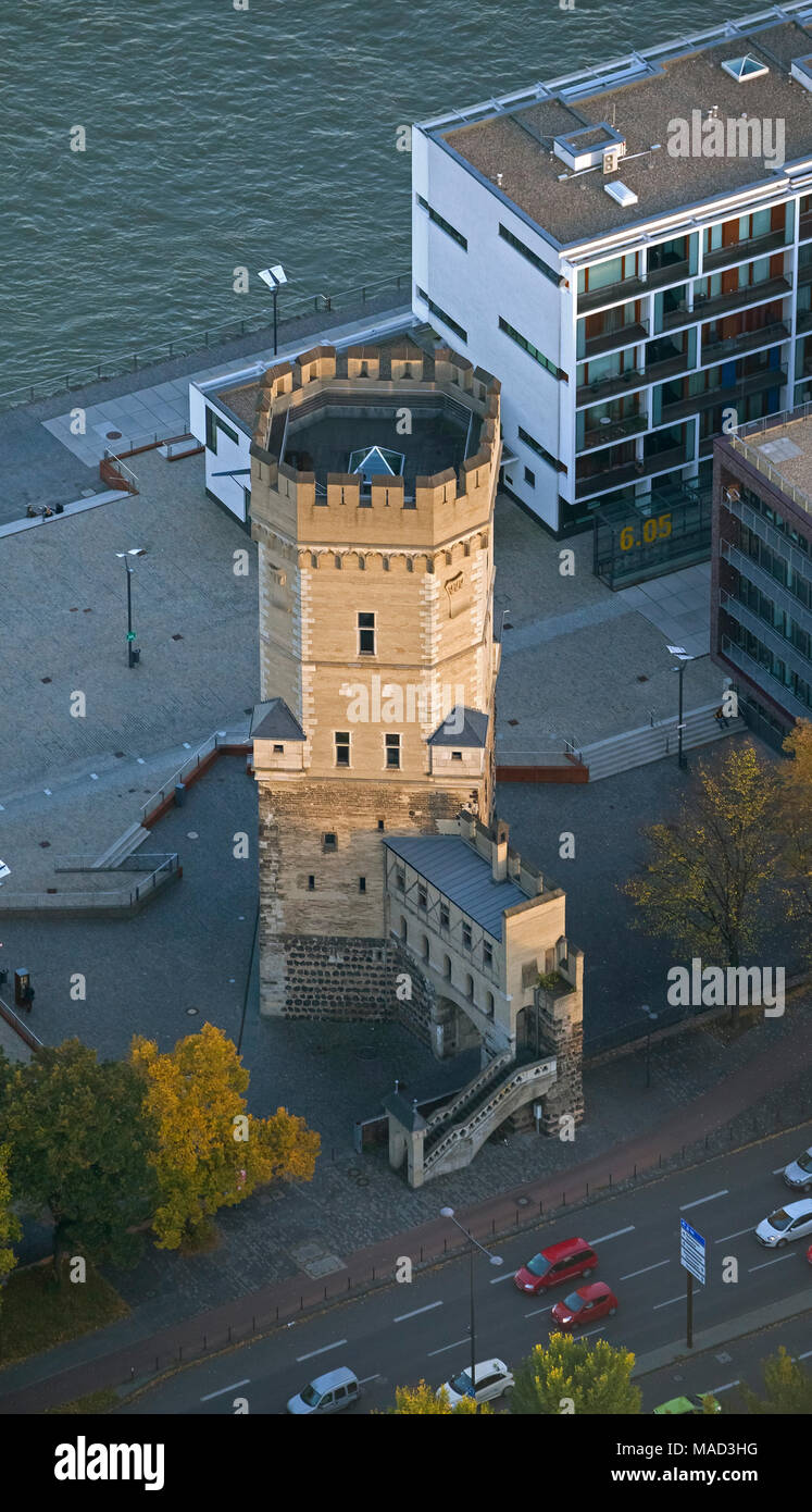 Luftaufnahme, bayen Turm, Heilung, Deutschland,,,,,,, Hotels der Welt, Rheinauhafen, Rhein, Rhein Promenade, Köln, Rheinland, Kölner Bucht nördlich Rhi Stockfoto