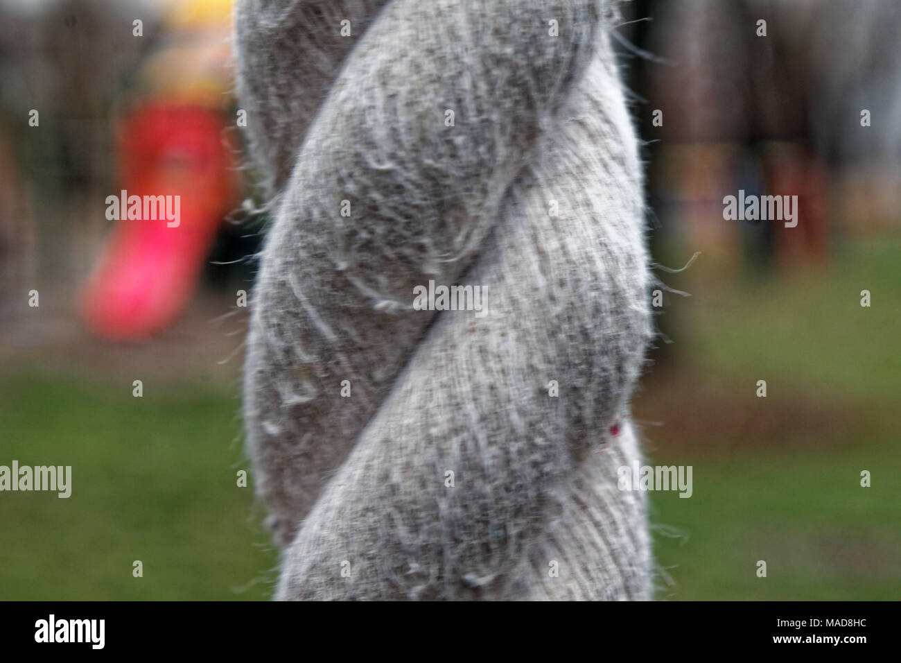 Seil closeup-Dicker gewickelten Seil mit Ende Stockfoto