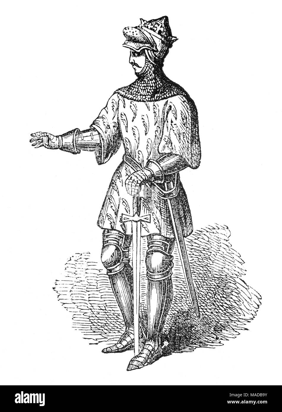 Richard II (1367 - 1400) war ein Sohn von Edward der schwarze Prinz und König von England ab einem Alter von 10 Jahren 1377, bis er am 30. September 1399 von seinem Vetter Heinrich IV. abgesetzt wurde Er regierte in Konflikt mit dem Parlament; und einige der gegnerischen Barons in 1397. Andere, einschließlich seinem Cousin Henry Bolingbroke, Herzog von Hereford (später Heinrich IV.) wurden verbannt und sich selbst absolut gesetzt. Stockfoto