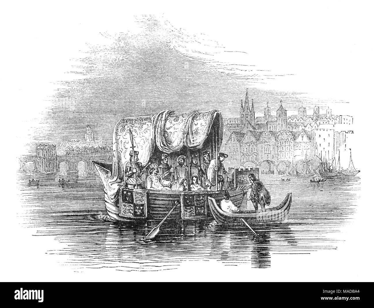 John Gower, Mentor für König Richard II. von England schrieb das Gedicht "Confessio Amantis für den König zwischen 1386 und 1390. In der ersten Version (bekannt als die erste cension'), Gower beschreibt, wie er dem König auf einem Schiff auf der Themse getroffen. Das Gedicht wurde populär und überlebt in 59 Handschriften, die eine hohe Zahl für den Zeitraum. Es gibt drei verschiedene Versionen des Gedichts, das in einem Vorspiel und acht Bücher aufgeteilt ist. Stockfoto