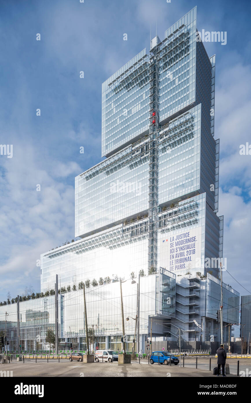 Frankreich, Paris, 31. März 2018: Paris neue Gericht - Nouveau Palais de justice de Paris, von Renzo Paino building Workshop konzipiert Stockfoto