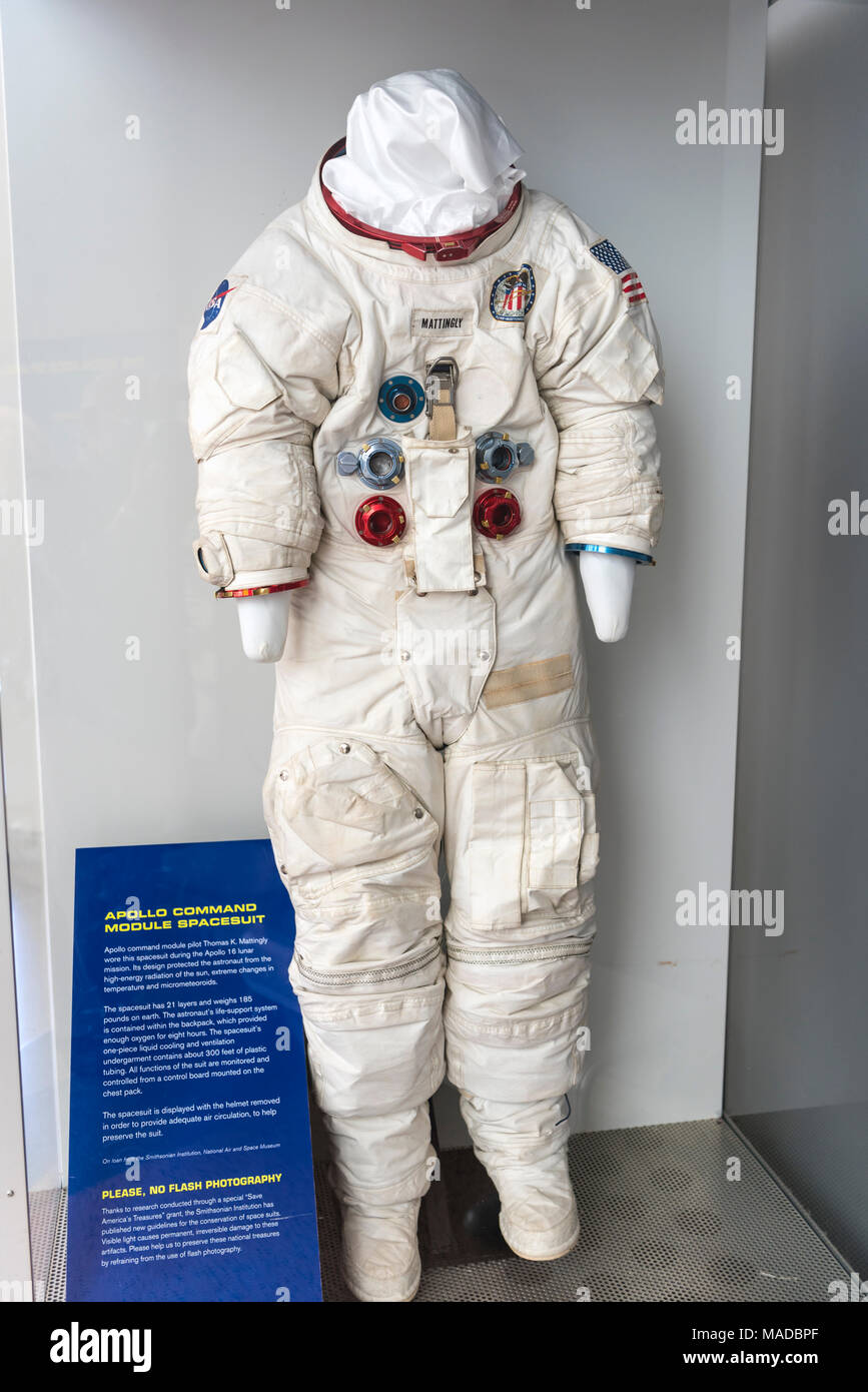 Apollo 16 Befehl Modul Raumanzug, California Science Center, Los Angeles Stockfoto
