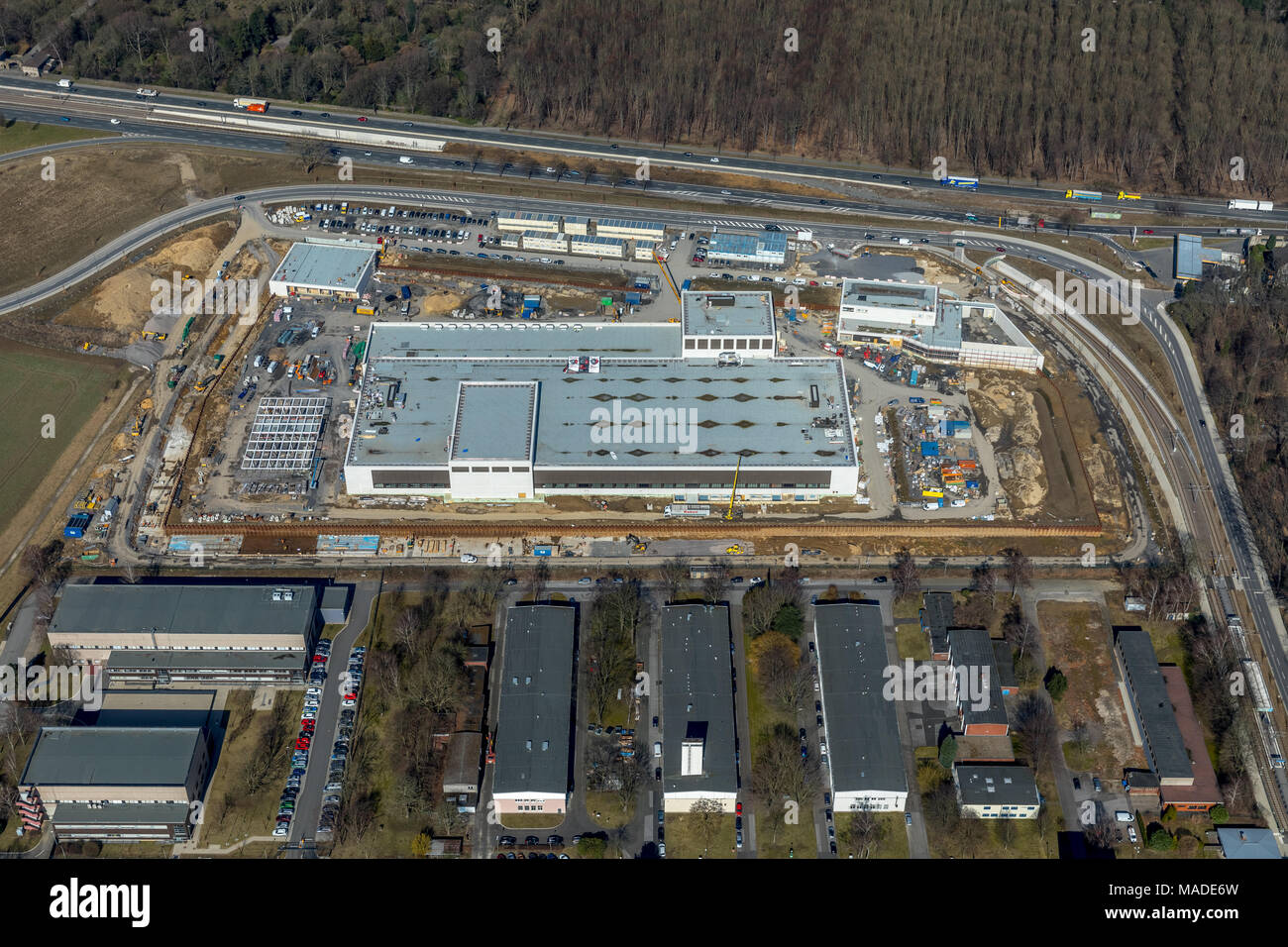 Bau der Deutschen Bank Fliliale Rheinlanddamm, Fort Klopfen in Deutschland, staatliche Zentralbank für höchste Sicherheit, die Gewölbe, in Dortmund in Nordrhein-Westfalen. Dortmund, Stockfoto