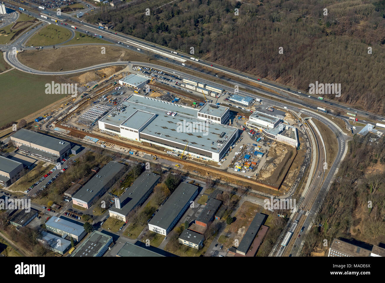 Bau der Deutschen Bank Fliliale Rheinlanddamm, Fort Klopfen in Deutschland, staatliche Zentralbank für höchste Sicherheit, die Gewölbe, in Dortmund in Nordrhein-Westfalen. Dortmund, Stockfoto