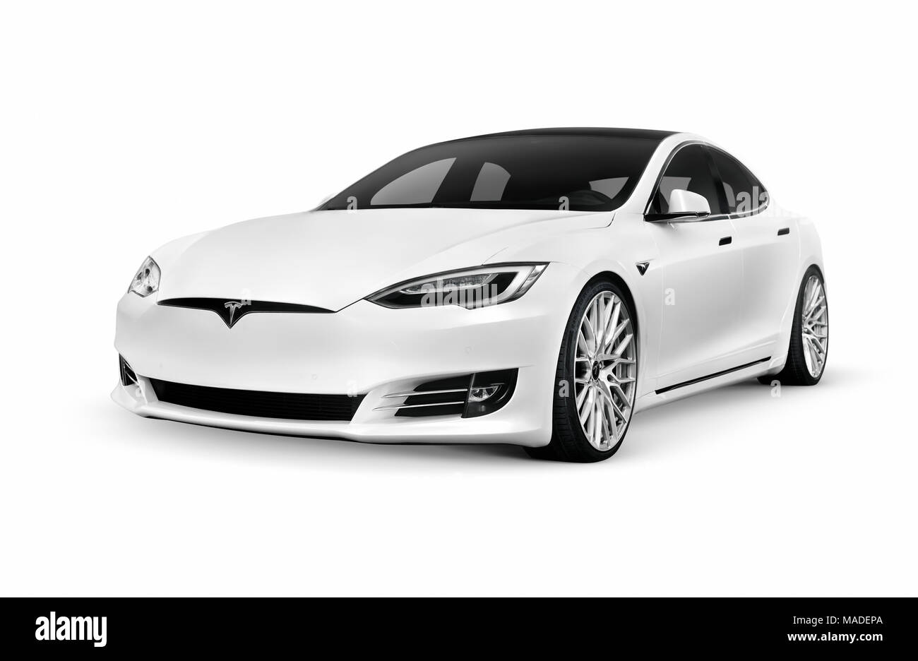 Lizenz und Drucke bei MaximImages.com - Tesla Luxus-Elektroauto, Automobil Stock Foto. Stockfoto