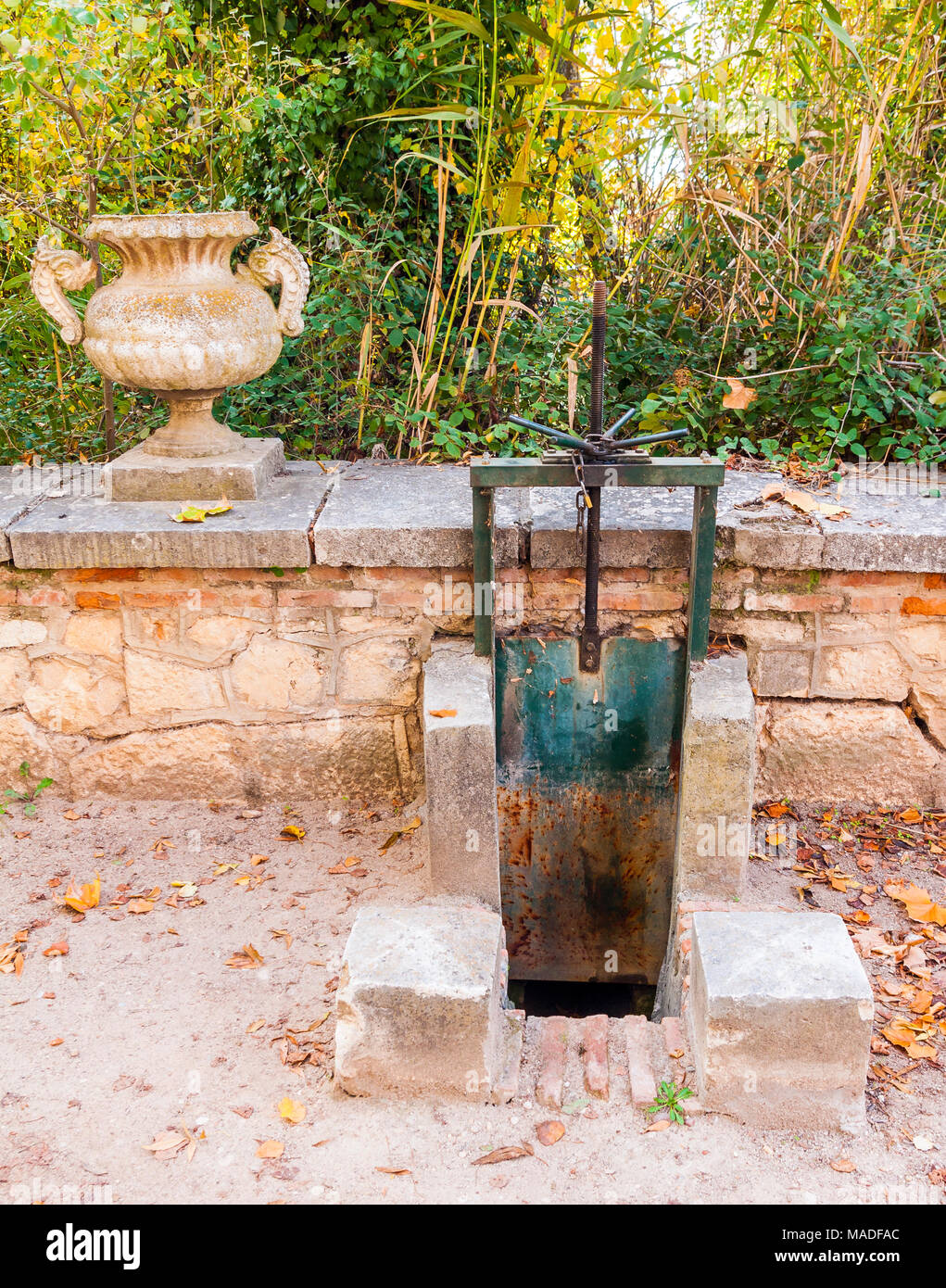 Compuerta en El Jardín del Príncipe. Aranjuez. Madrid. España Stockfoto