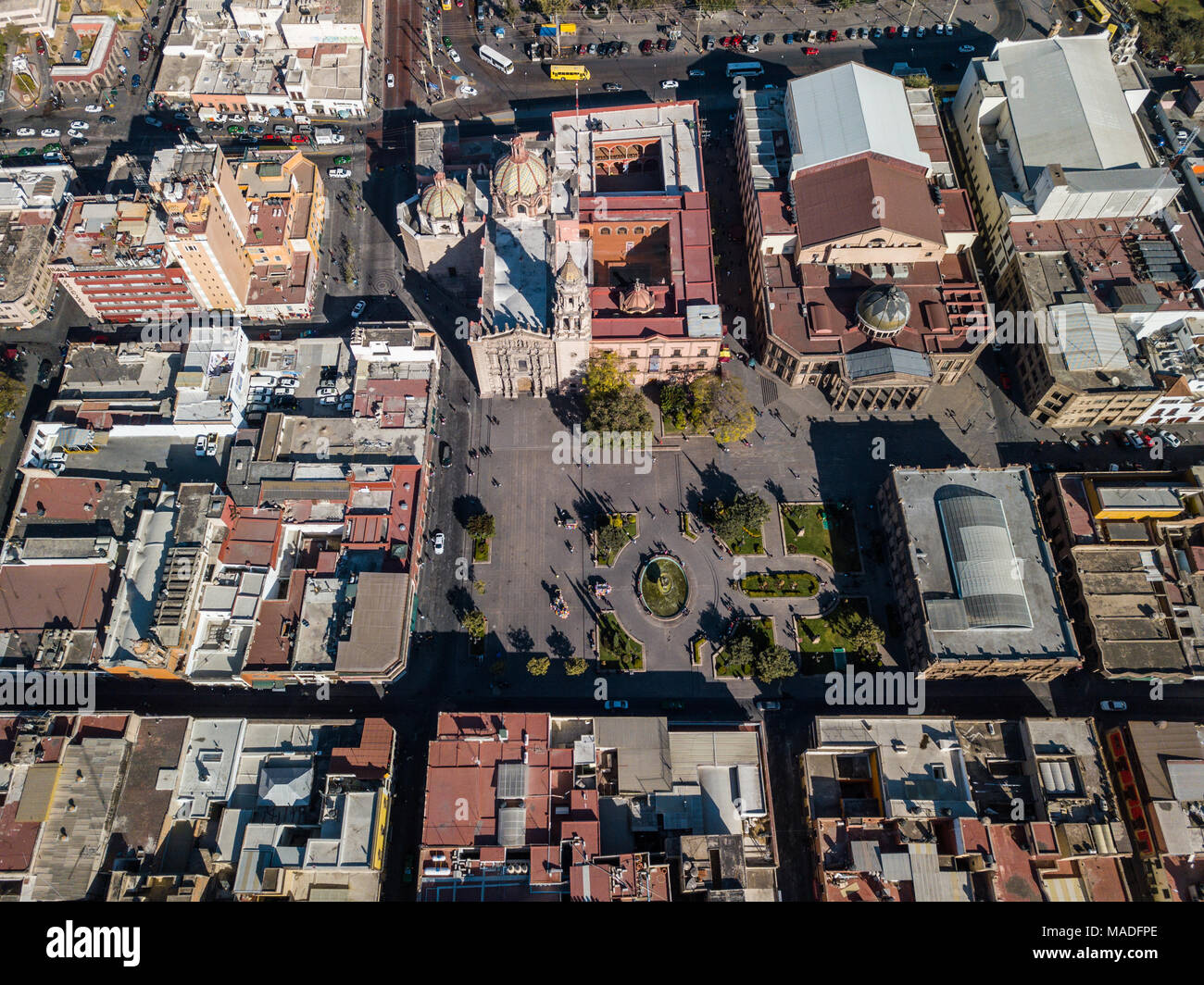 Kirche von Carmen, Templo de Nuestra Señora del Carmen und Alameda Park, San Luis Potosi, Mexiko Stockfoto