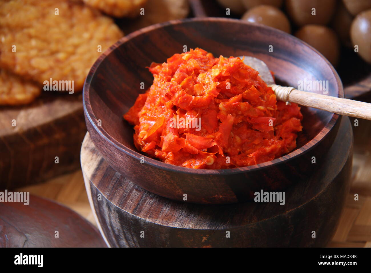 Sambal Oelek, eine Würze von red chili Paste Stockfoto