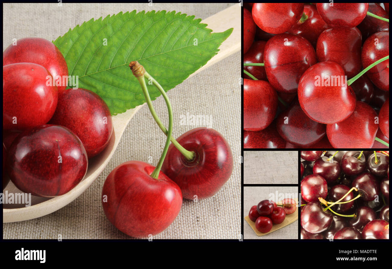 Collage von Red Cherry - Rechteck. Goldenen Schnitt. Stockfoto