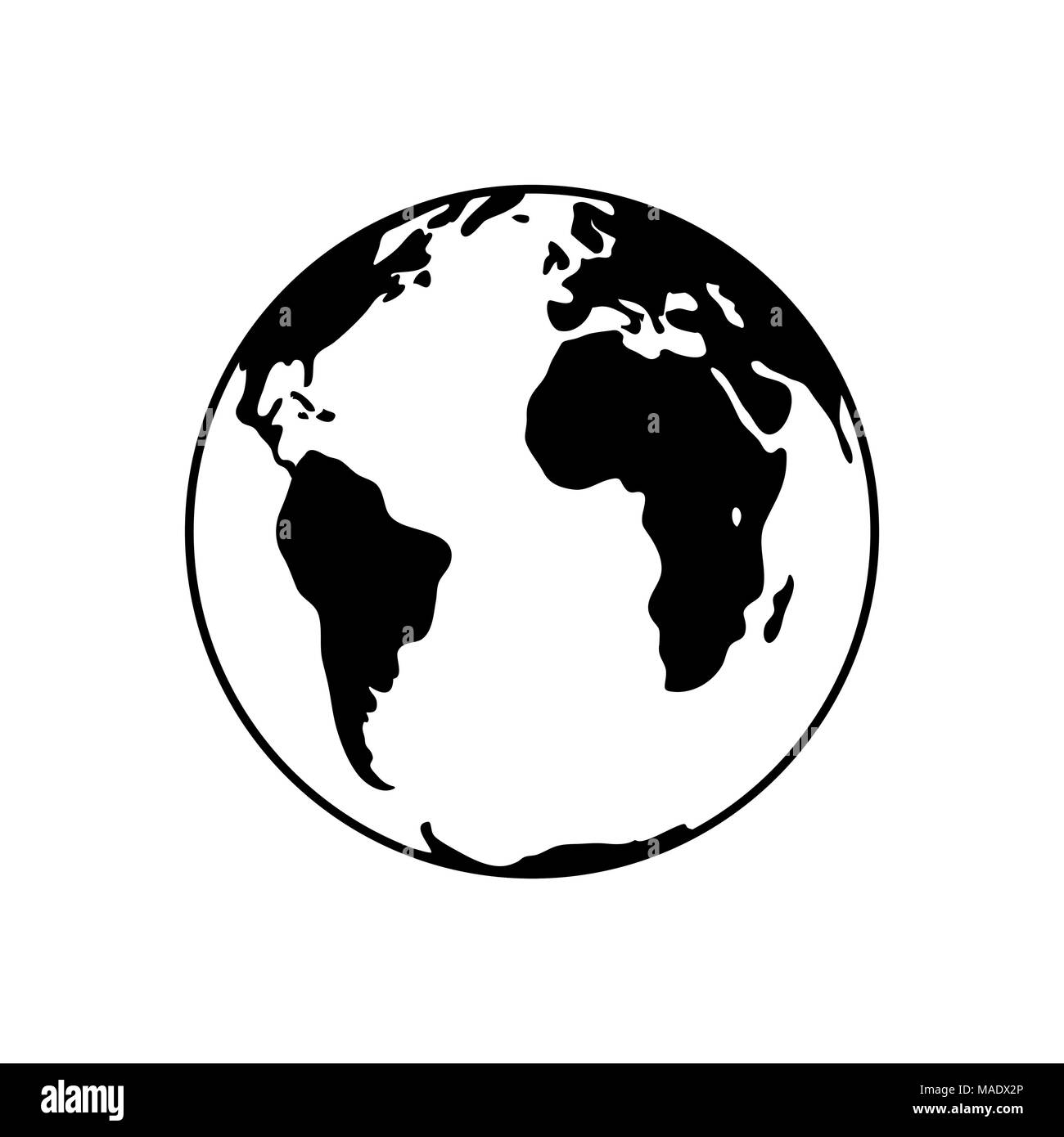 Symbol Weltkugel der Welt auf weißem Hintergrund Vektor isoliert Stock Vektor