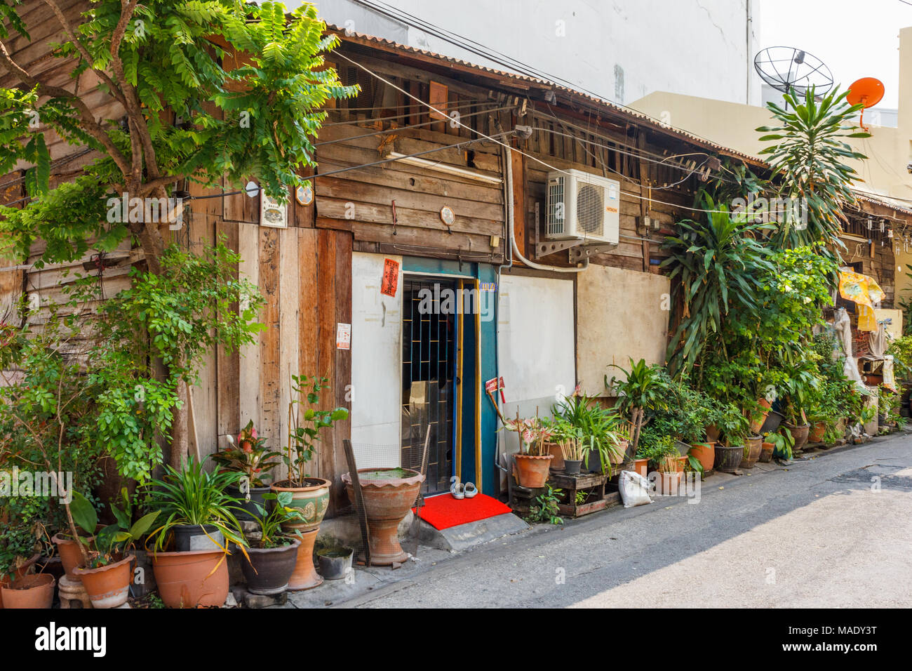 Alte teak House, Bangkok, Thailand Stockfoto