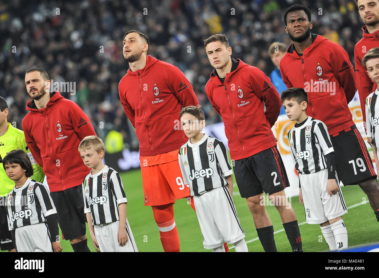 Während der Serie ein Fußballspiel zwischen Juventus Turin und der AC Mailand in der Allianz Stadion am 31. Mars, in Turin, Italien 2018. Quelle: FABIO UDINE/Alamy leben Nachrichten Stockfoto