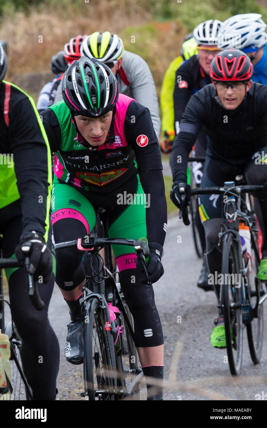 Ras Mumhan, Munster Radrennen auf Valentia Island, County Kerry, Irland Ostern Sonntag, den 1. April 2018 Stockfoto