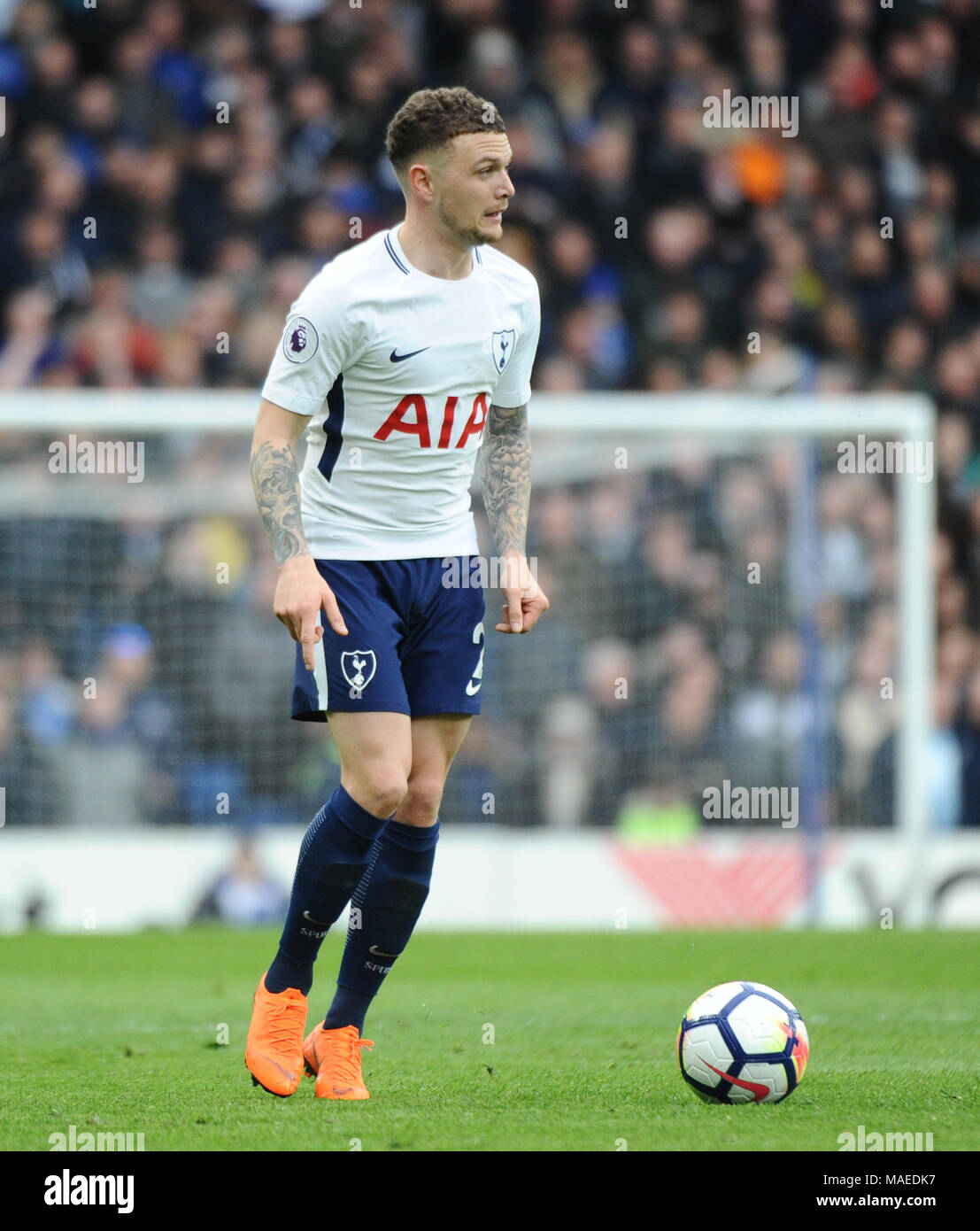 Kieran Trippier von Tottenham während der Premier League Spiel zwischen Chelsea und Tottenham Hotspur an der Stamford Bridge am 1. April 2018 in London, England gesehen. (Foto von Zed Jameson/phcimages.com) Credit: PHC Images/Alamy leben Nachrichten Stockfoto