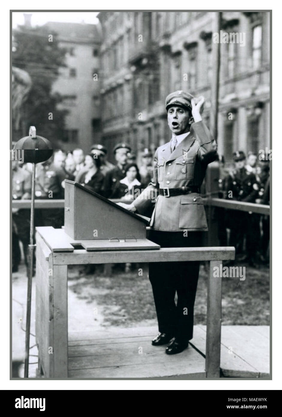 Ns-Propagandaminister Joseph Goebbels in NSDAP-Uniform, leidenschaftliche Rede Berlin, Deutschland 25. August 1934 Stockfoto
