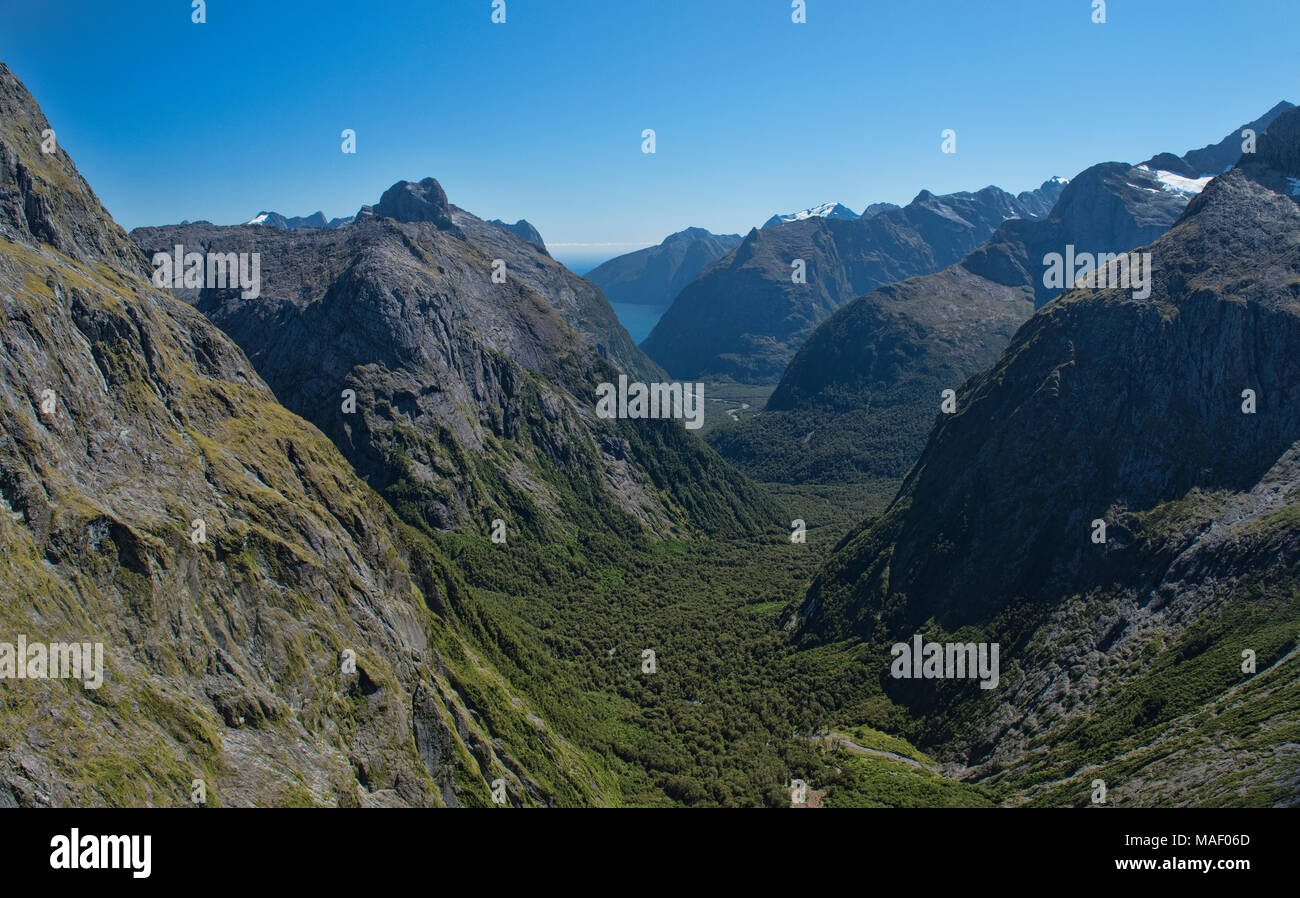 Unglaubliche Aussicht vom Gertrude Sattel, Fjordland, Neuseeland Stockfoto