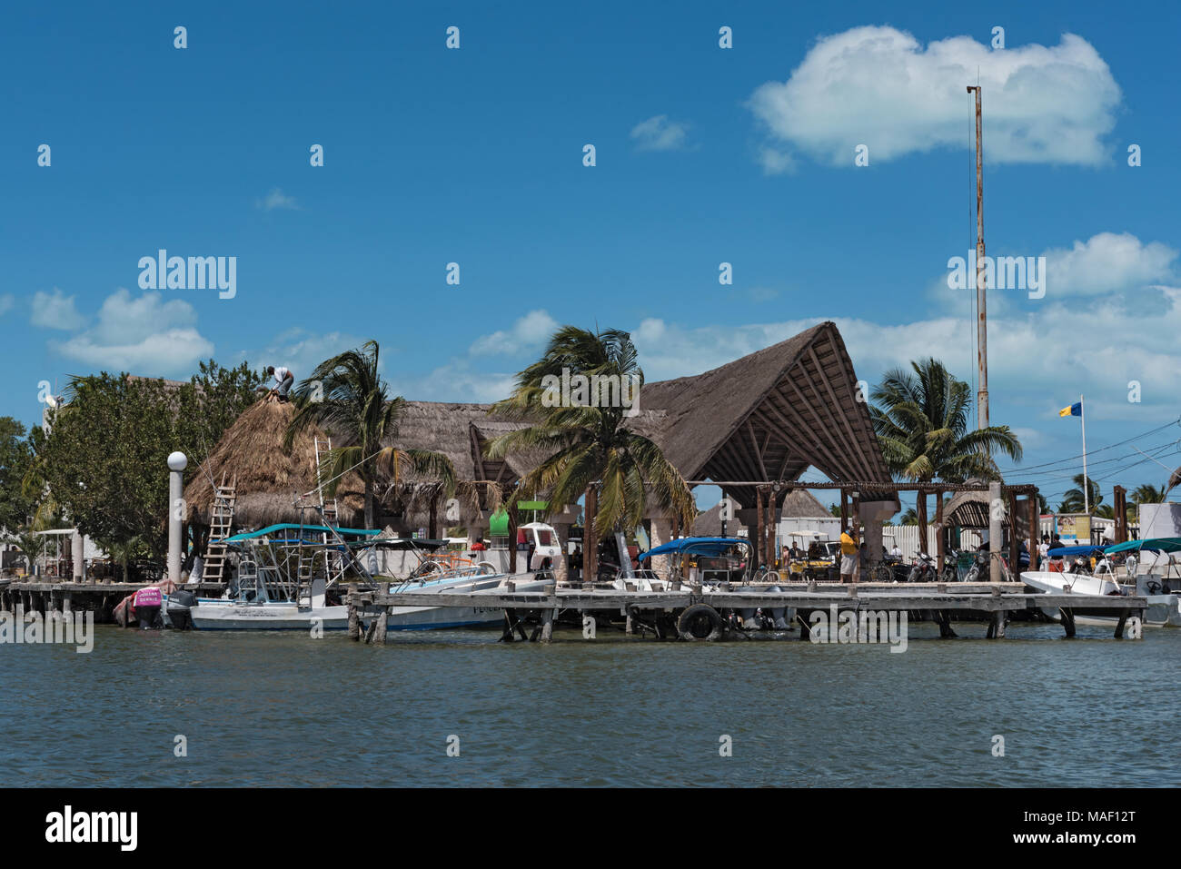 Der Hafen von Holbox, Quintana Roo, Mexiko Stockfoto