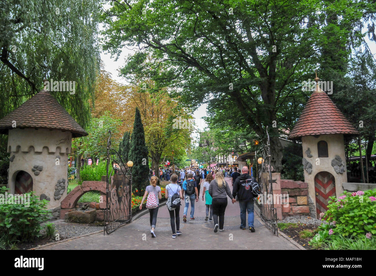 Der Europa-Park Rust ist der größte Freizeitpark in Deutschland. ist Rost zwischen Freiburg und Straßburg, Frankreich. Stockfoto