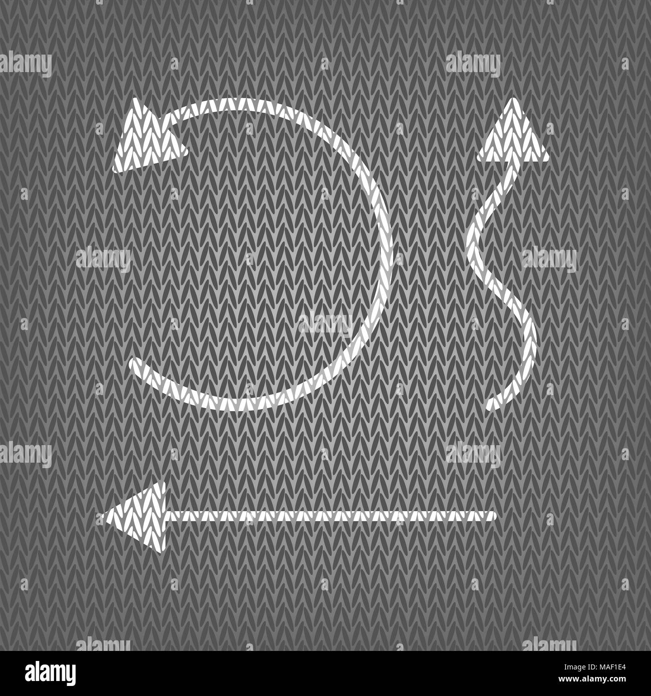 Einfache Schnittstelle Pfeile gesetzt. Vektor. Weiß gestrickte Symbol auf grauem Hintergrund gestrickt. Isoliert. Stock Vektor