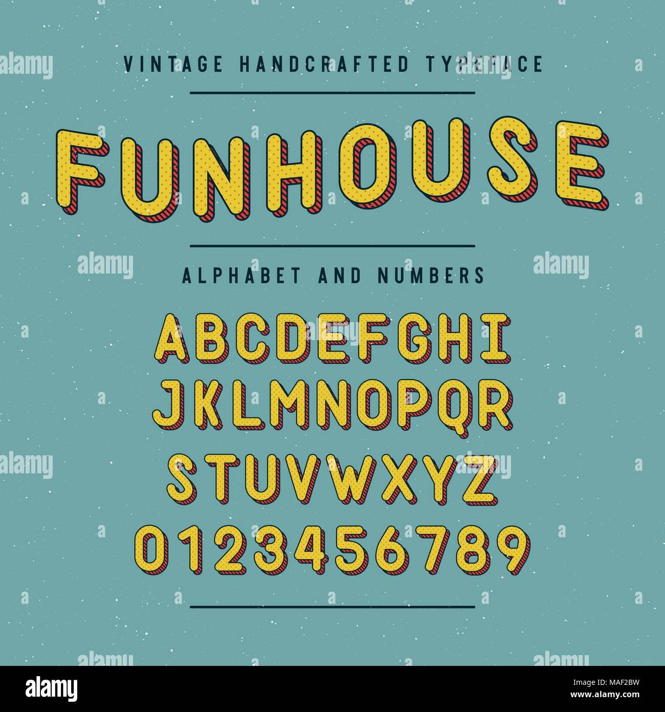 Vintage handcrafted Font. Sans Serif abgerundete Alphabet. Vector Illustration. Stock Vektor