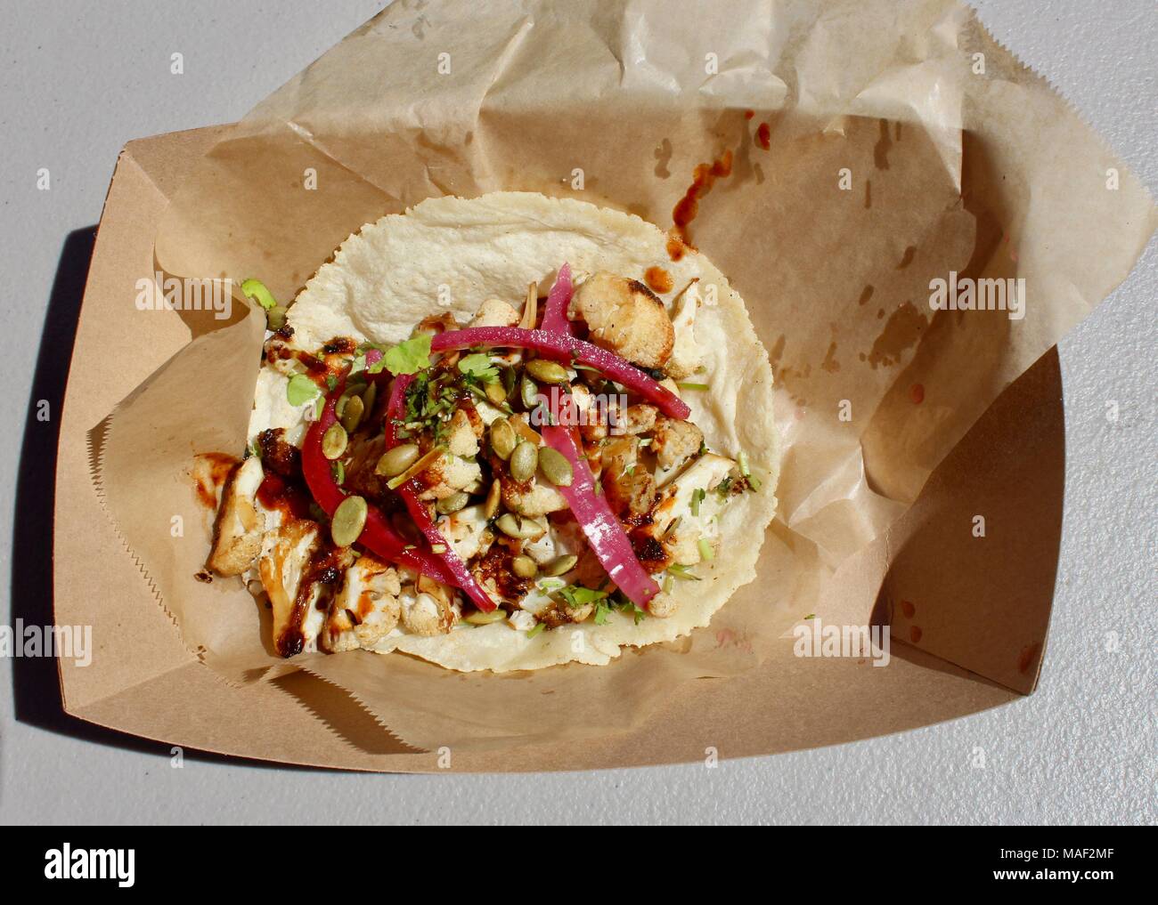 Eine vegane taco Houston, Texas, USA Stockfoto