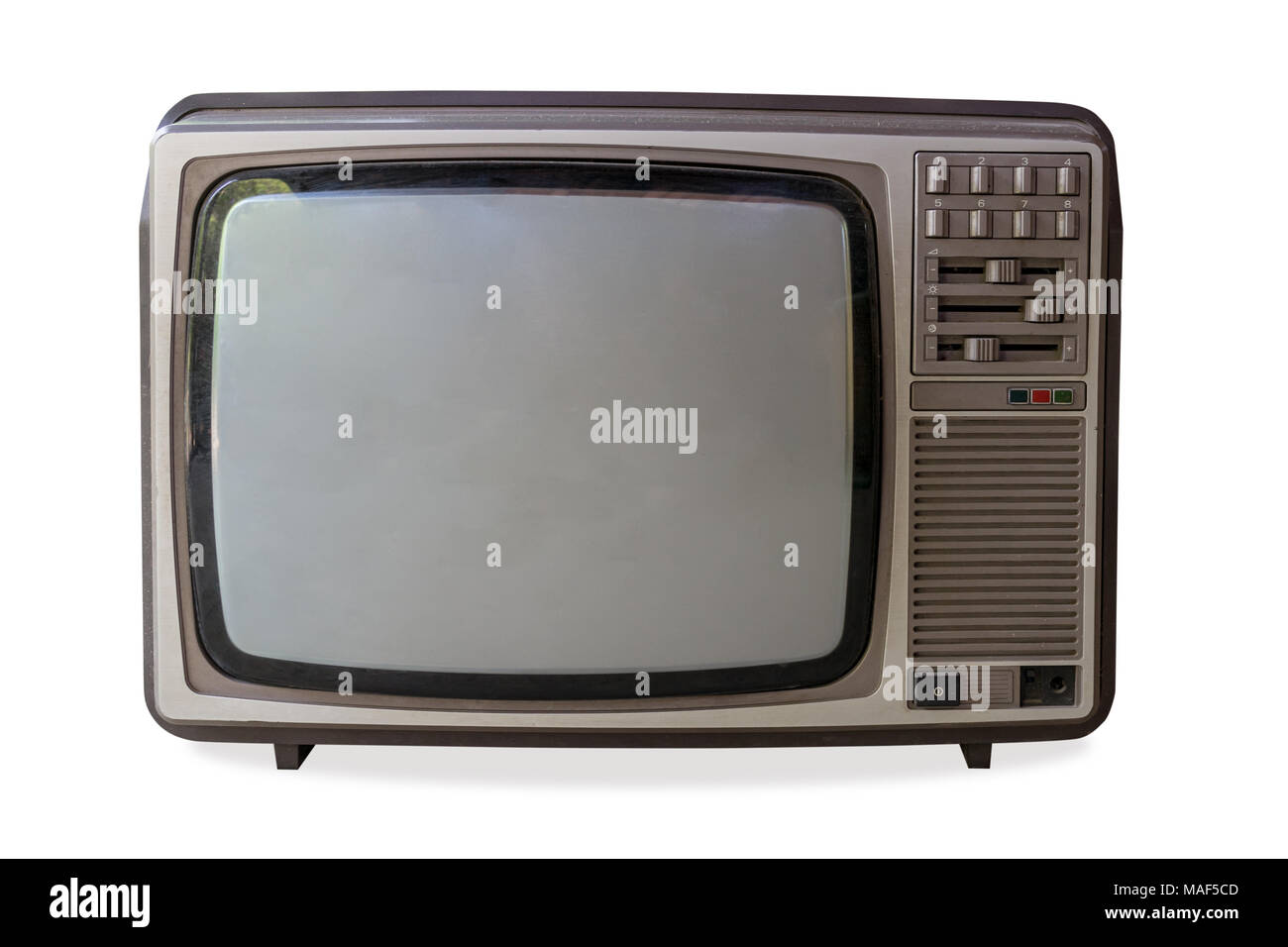 Vintage Fernsehen auf isolierten Weiß mit Freistellungspfaden. Stockfoto