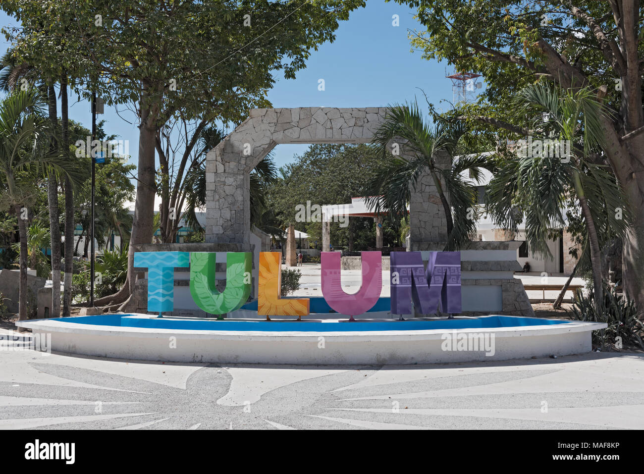 Schriftzug der mexikanischen Stadt Tulum, Quintana Roo, Mexiko Stockfoto