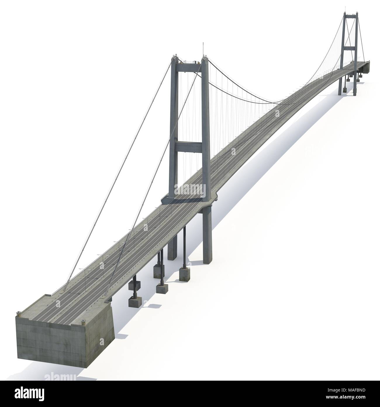 Bosporus-brücke auf Weiß. 3D-Darstellung Stockfoto