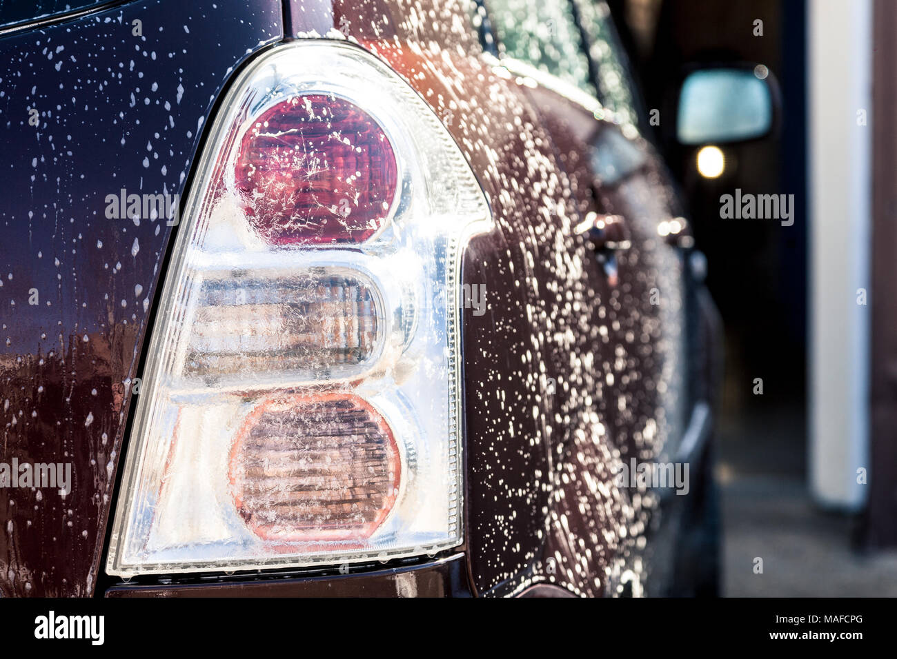 Car-Service - Car Wash, Schaum, Rückseite Stockfoto