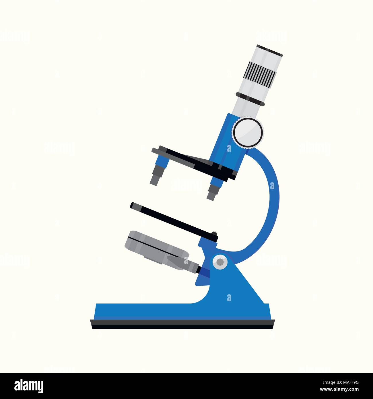 Mikroskop isoliert. Objektträger und Wissenschaftler. Mikroskop Ausrüstung Instrument wissenschaftlicher für Chemie und Medizin Experiment, Vektor krank Stock Vektor