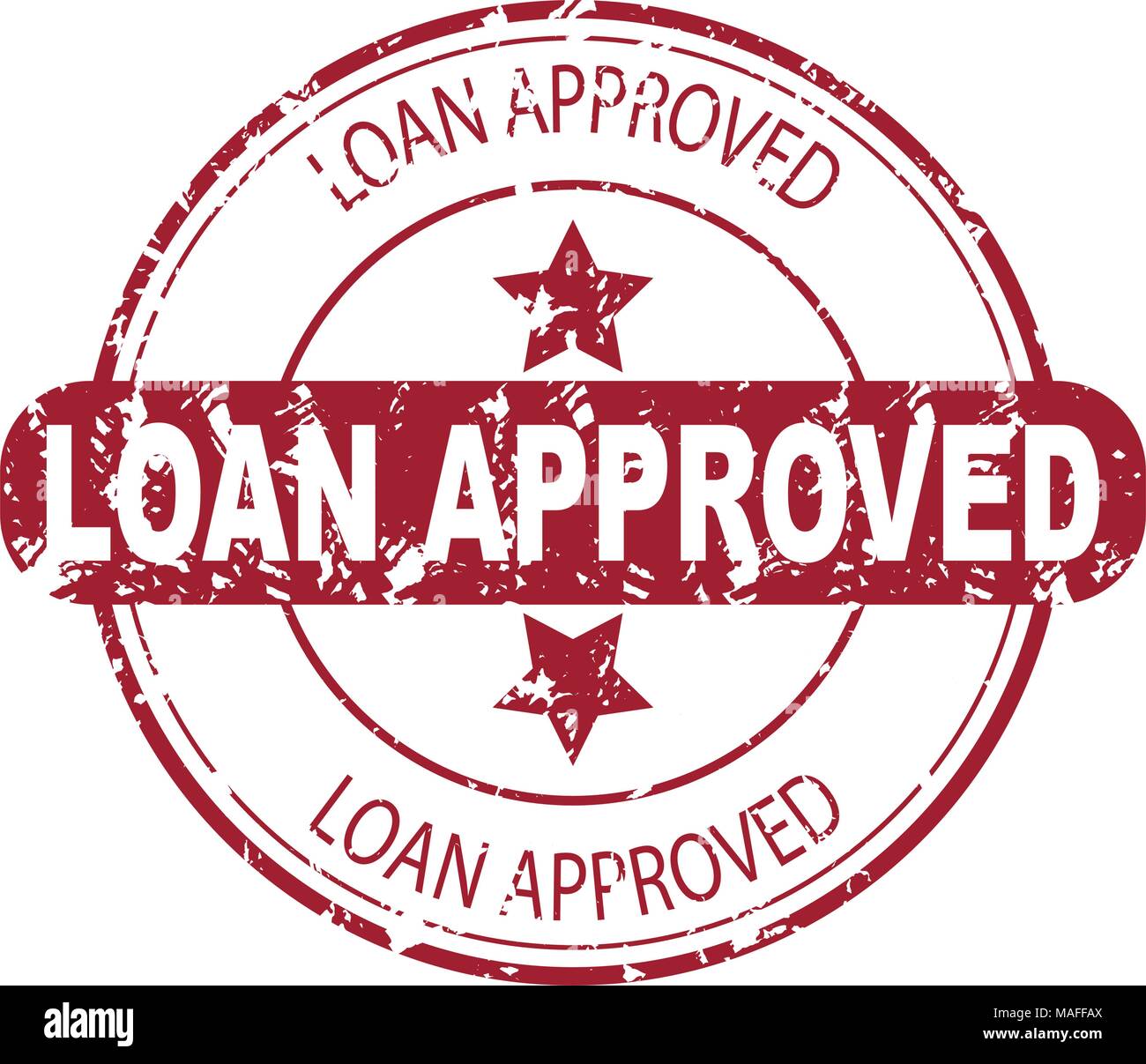 Darlehen genehmigt Red Rubber stamp isoliert. Darlehen genehmigt Dichtung, Sichtvermerk für Hypotheken- und Wasserzeichen vorab genehmigt, Vector Illustration Stock Vektor