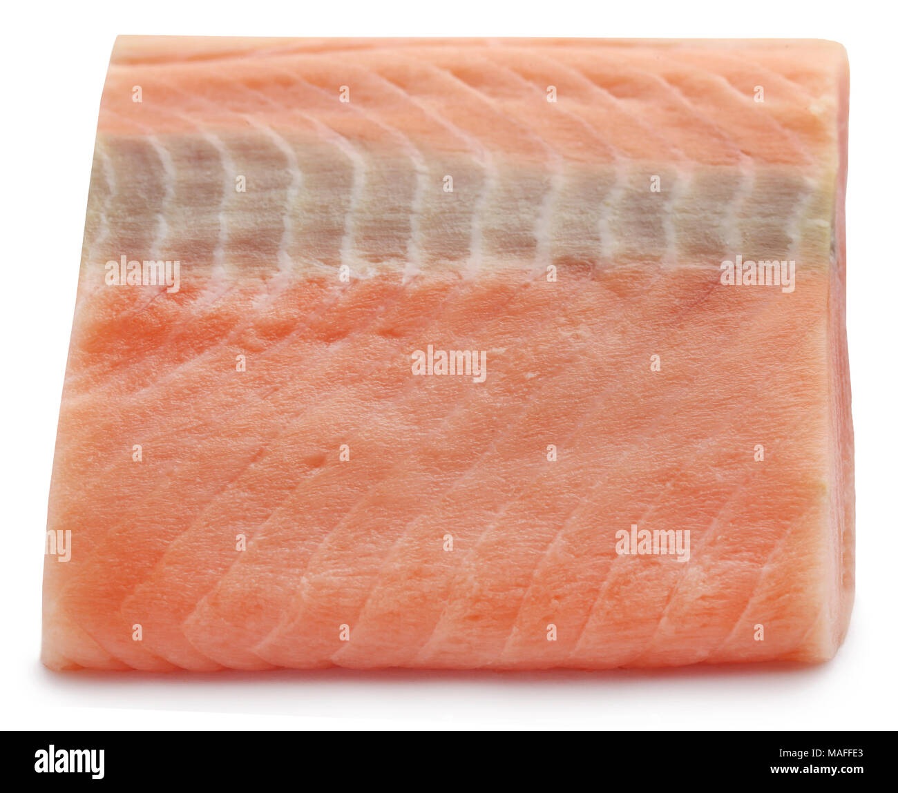 Ungekochter Lachs Fisch auf weißem Hintergrund Stockfoto