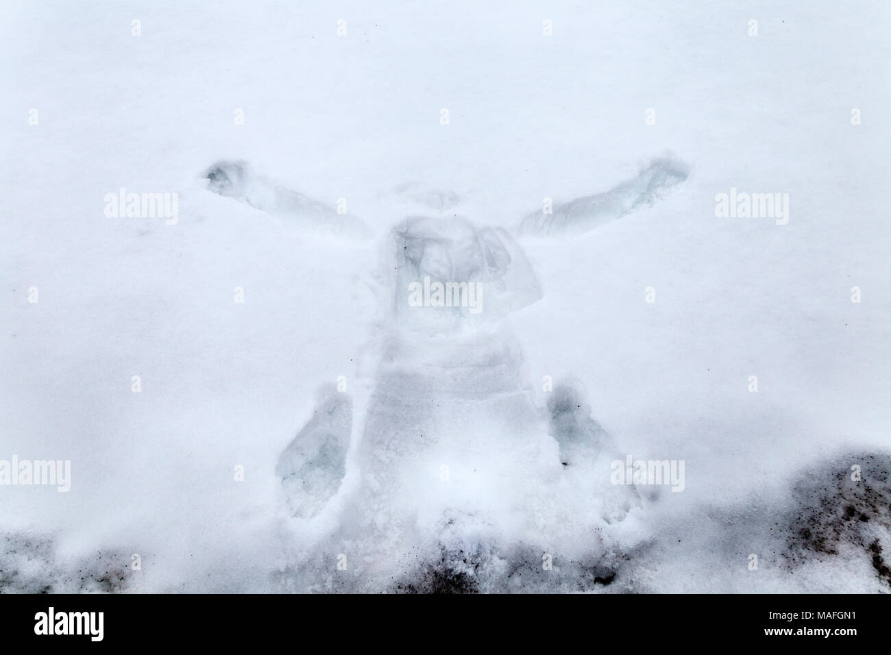 Drucken einer Person im Schnee Stockfoto