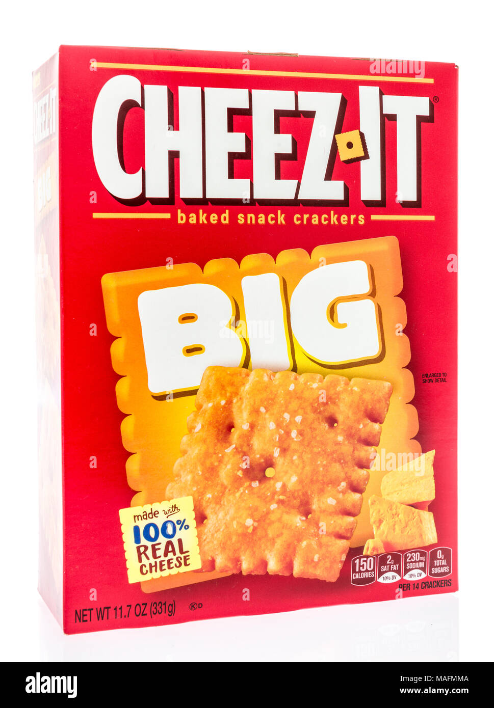 Winneconne, WI - 30. März 2018: eine Box von Cheez in big size Cracker auf einem isolierten Hintergrund. Stockfoto