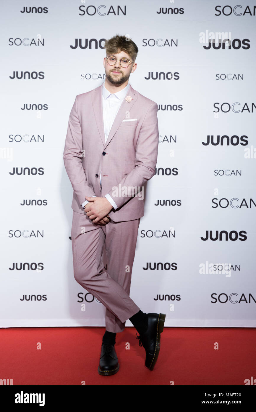 Vancouver, Kanada. 24. März, 2018. Musiker Virginia zu Vegas auf dem roten Teppich an der 2018 Juno Awards Gala in Vancouver. Credit: Bobby Singh/@fohphoto Stockfoto