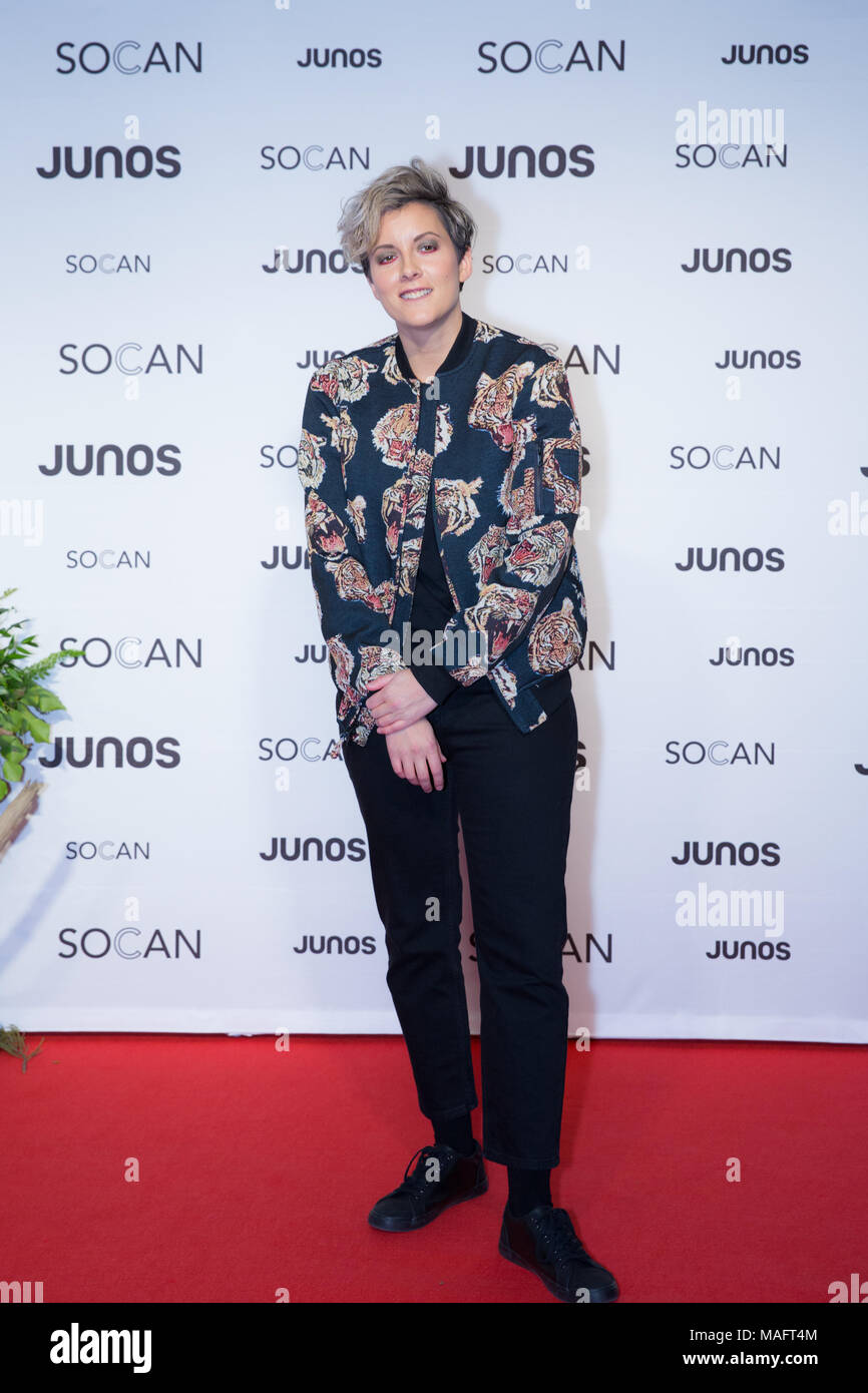 Vancouver, Kanada. 24. März, 2018. Ria Mare auf dem roten Teppich an der 2018 Juno Awards Gala in Vancouver. Credit: Bobby Singh/@fohphoto Stockfoto