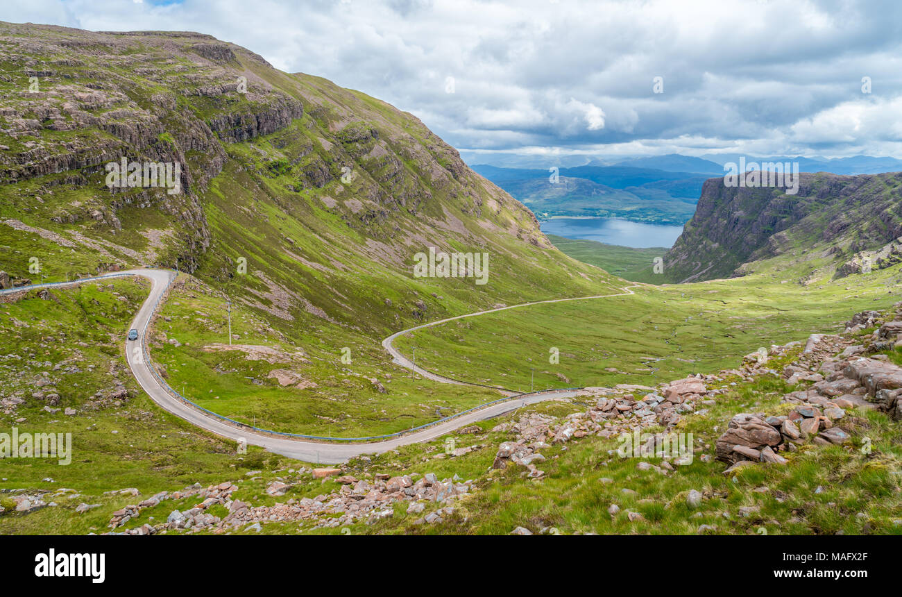 In der Nähe von malerischen Anblick Bealach Na Ba-Sicht im Applecross Halbinsel in Wester Ross, schottischen Higlands. Stockfoto