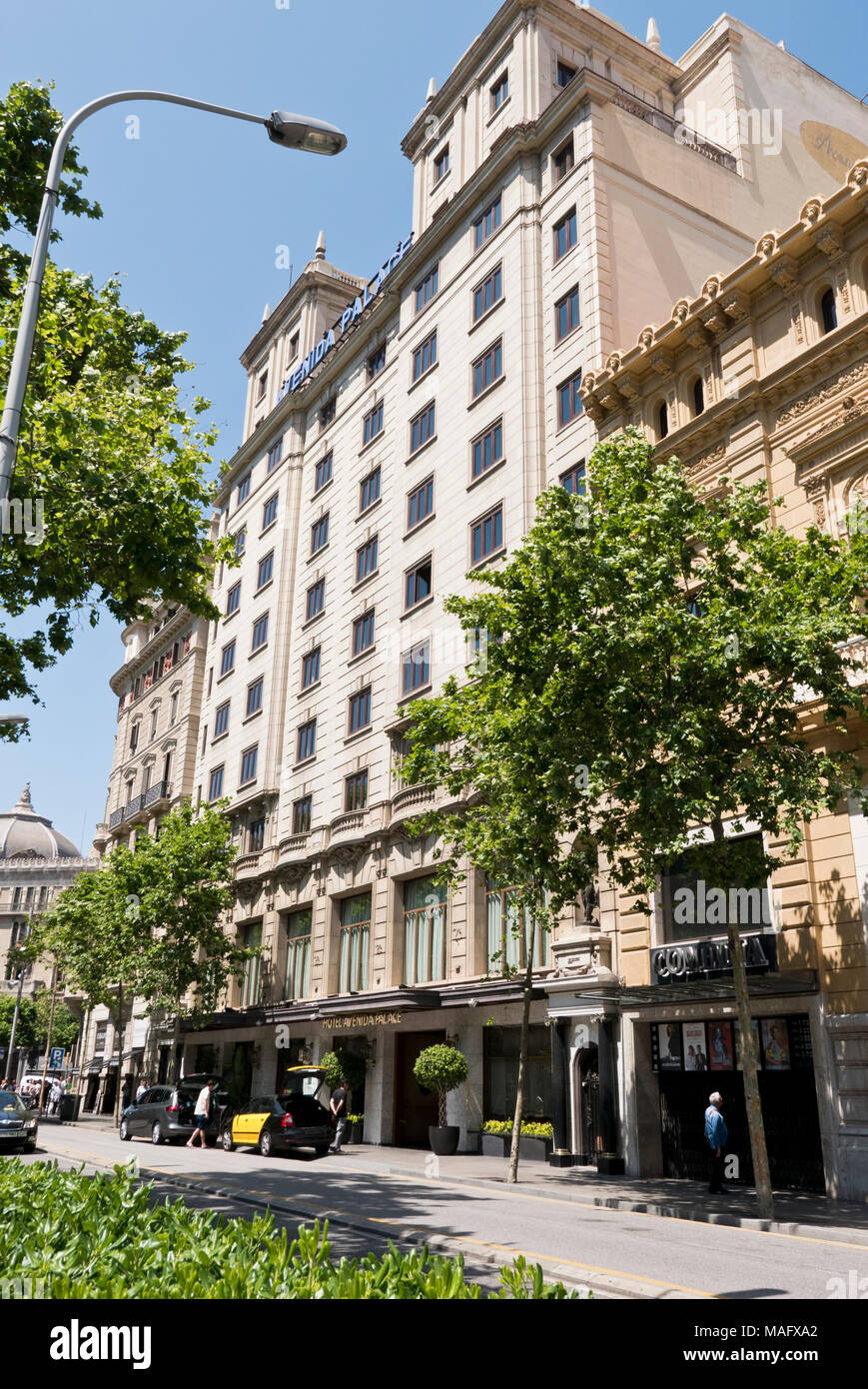 Das Äußere der Avenida Palace Hotel, Barcelona, Spanien Stockfoto