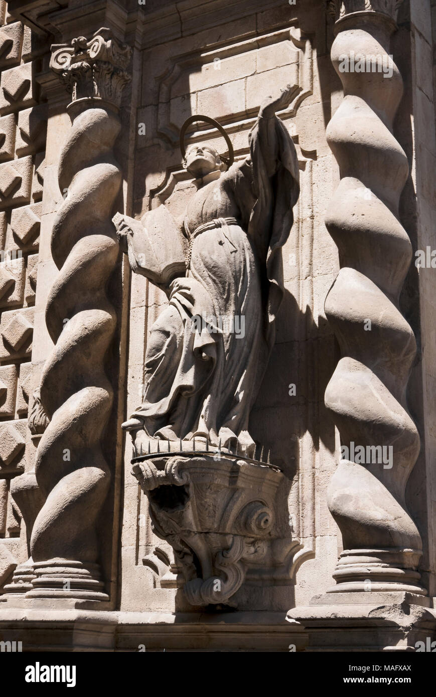 Die Kirche Unserer Lieben Frau von Bethlehem ist eine barocke Katholische Pfarrkirche an der Kreuzung von der Rambla und der Carrer del Carmen in Barcelona, Stockfoto