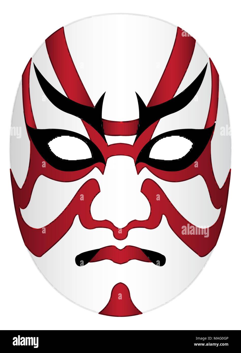 Japan kabuki Maske auf weißem Hintergrund Stock Vektor