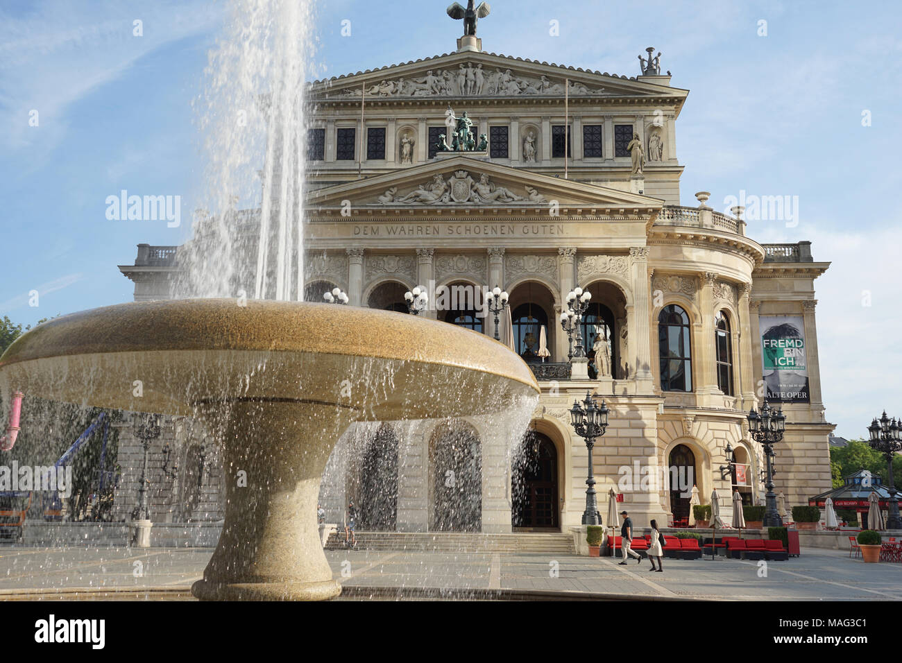Alte Oper, Alte Oper, Opernplatz, Brunnen vor der Alten Oper, Frankfurt, Deutschland, Stockfoto