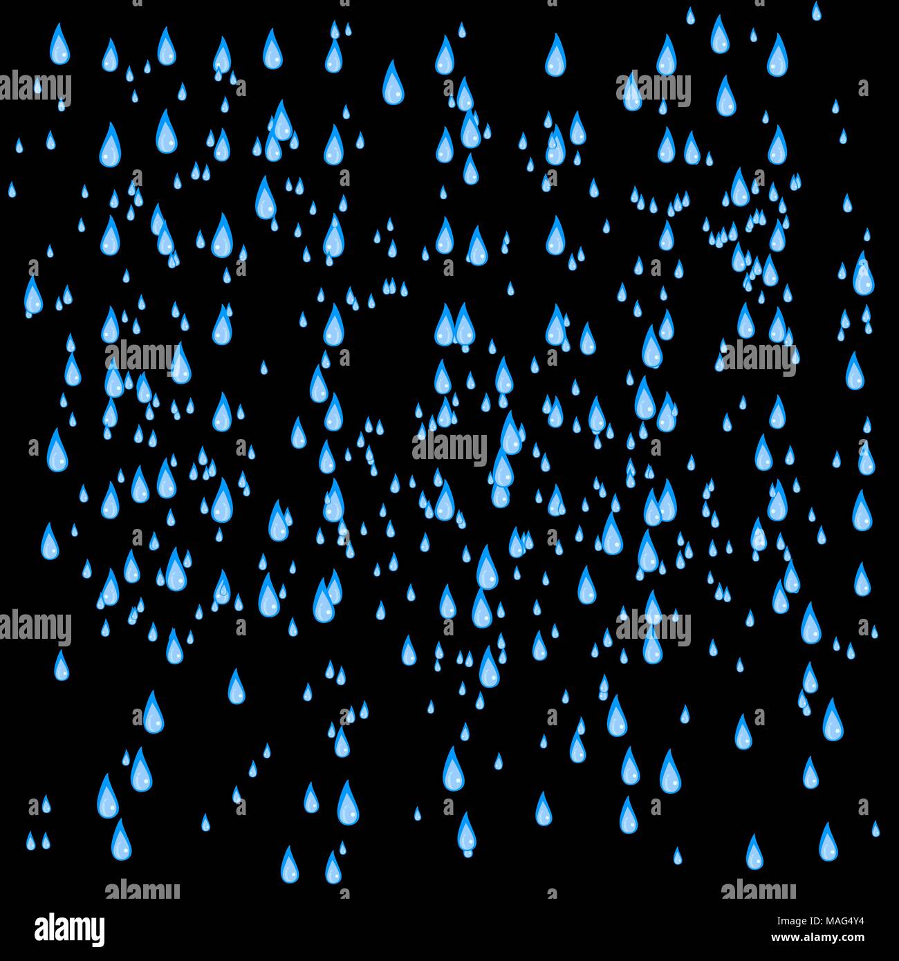 Muster der Wassertropfen Regentropfen auf Farbübergang blaue Fläche. Vector Illustration. Stock Vektor