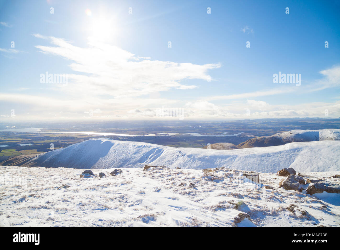 Mit Blick auf Ben Je von Ben Cleuch in den Ochil Hills in der Nähe von tillicoultry Schottland Stockfoto