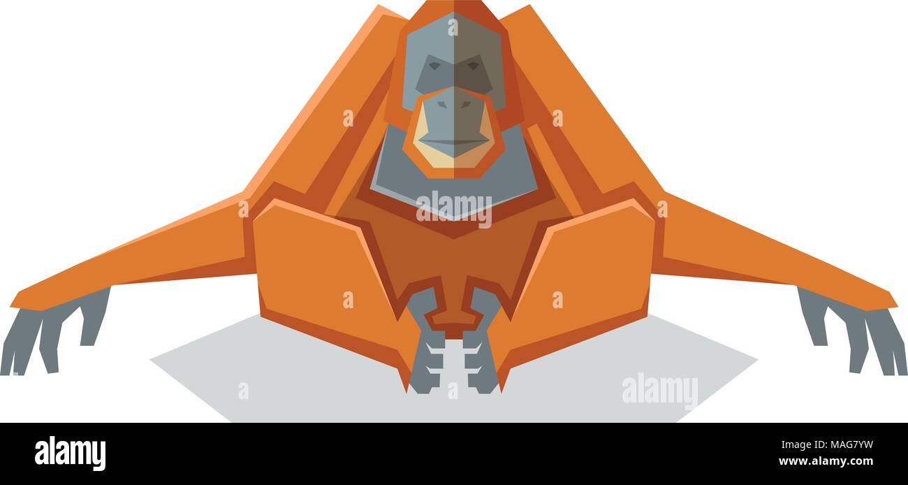 Flache geometrische Orang-utan Stock Vektor