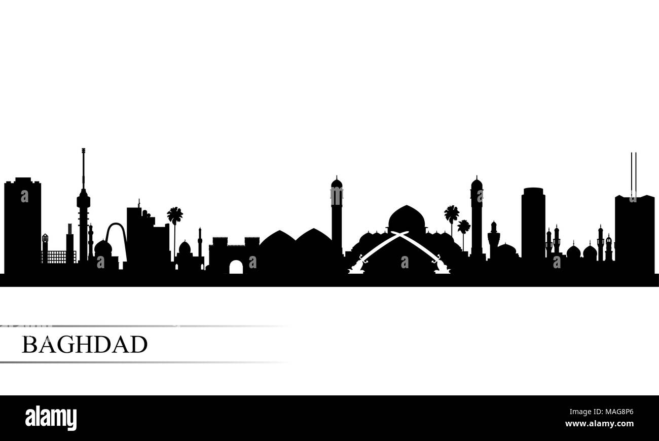 Bagdad Skyline der Stadt Silhouette Hintergrund, Vector Illustration Stock Vektor