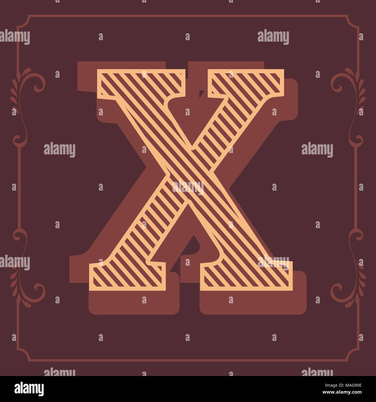 Buchstaben des englischen Alphabets in vintage Braun Design im Vektor Stock Vektor