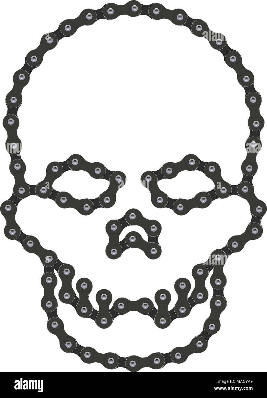 Vektor menschlichen Schädel aus Bike oder Fahrrad Kette. Vektor Schädel oder Death Head Symbol. Hi-Detailed Fahrradkette Schädel Stock Vektor